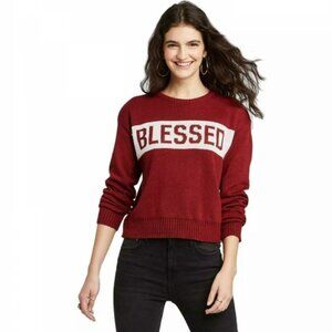 NWT ModernLux Maroon Burgundy Blessed Logo Sweater Size L